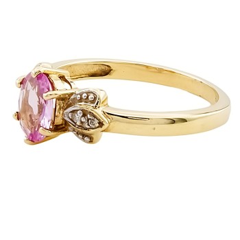 9ct gold Pink Sapphire / Diamond Ring size N